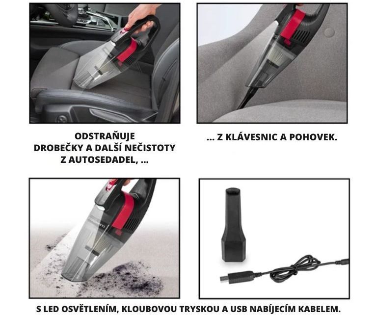 CleanMaxx AKU ruční vysavač do auta se světlem 12572 (5)